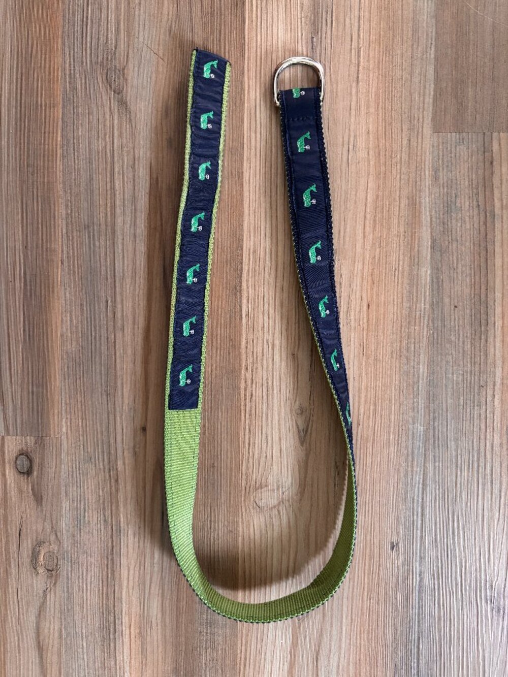 Eliza B Whale Belt Navy Green D-Ring Ribbon Preppy Coastal – Size S